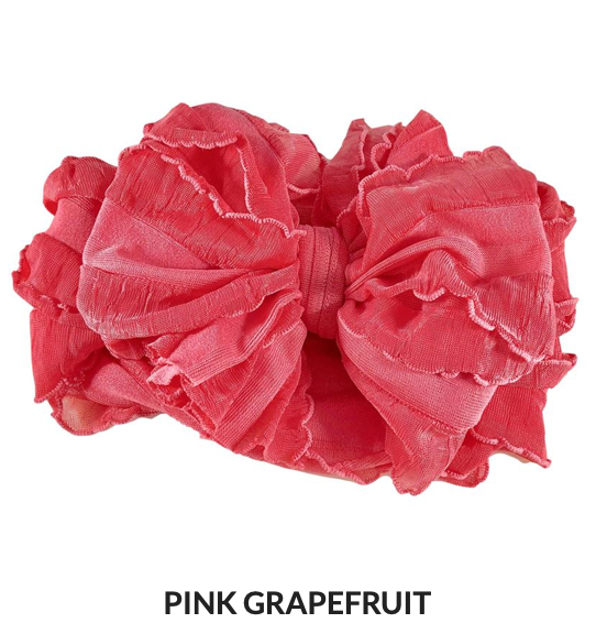 In Awe Ruffled Headband-Pink Grapefruit